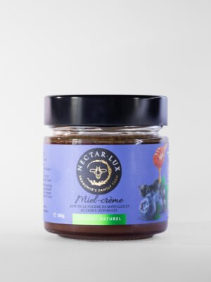 Miel Crémeux Artisanal aux Myrtilles & Cassis Lyophilisés 300g - Recette Artisanale Unique aux Fruits Rouges, Riche en Antioxydants