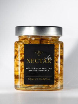 Miel d'Acacia Artisanal aux Noix de Grenoble 400g - Douceur et Croquant, 100% Naturel