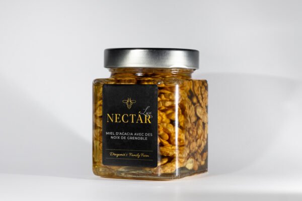 NL-44 Miel d'Acacia Artisanal aux Noix de Grenoble 400g - Douceur et Croquant, 100% Naturel