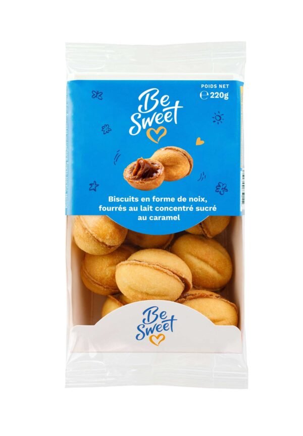 biscuits en forme de noix, fourrés au lait concentré sucré au caramel biscuits en forme de noix, fourrés au lait concentré sucré au caramel
